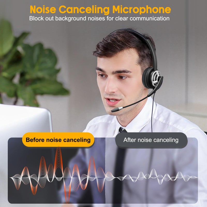 MAIRDI USB Headset with Microphone for PC, Computer Headset with Mic Noise Canceling for Laptop Teams Zoom Office Call Center Voip Telephone Calls, Dictation Headset for Dragon Naturelly Speaking - Image 2